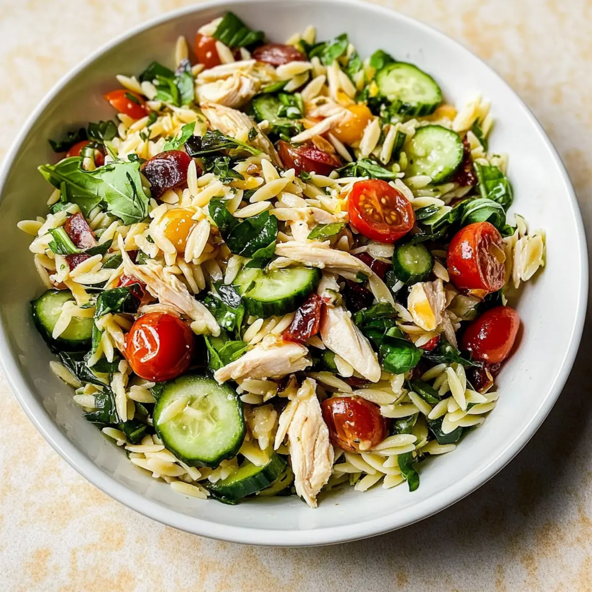 Lemon Orzo Salad with Chicken