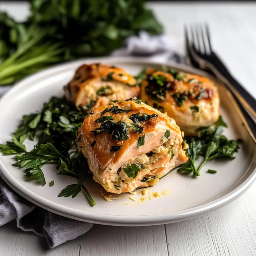 Crab Stuffed Salmon Pinwheels