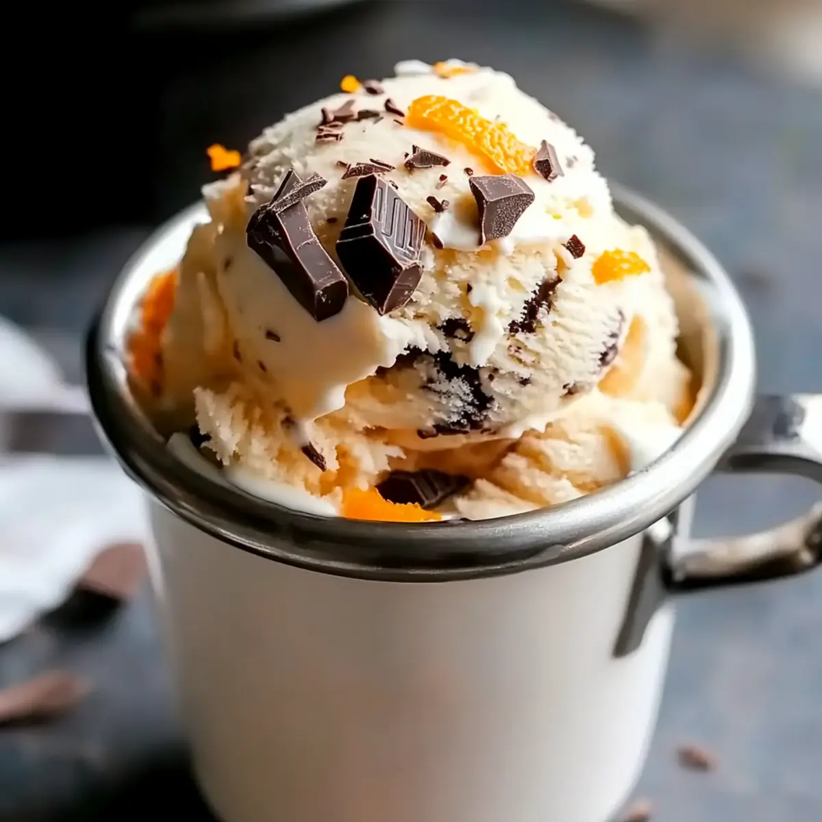 Ricotta Ice Cream with Chocolate and Orange