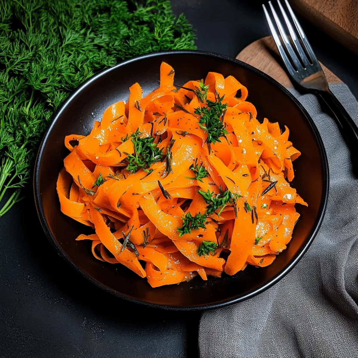 Carrot Ribbons with Rosemary Butter Sauce
