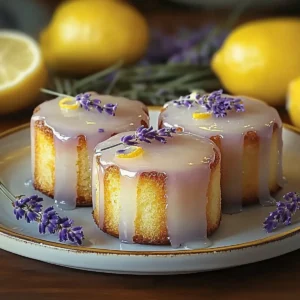 Mini Lemon Cakes Lavender Glaze