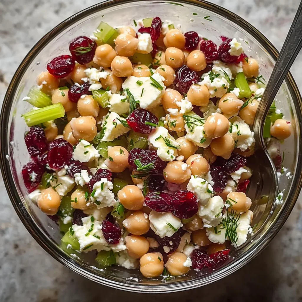 Fresh Feta and Cranberry Chickpea Salad in 15 Minutes