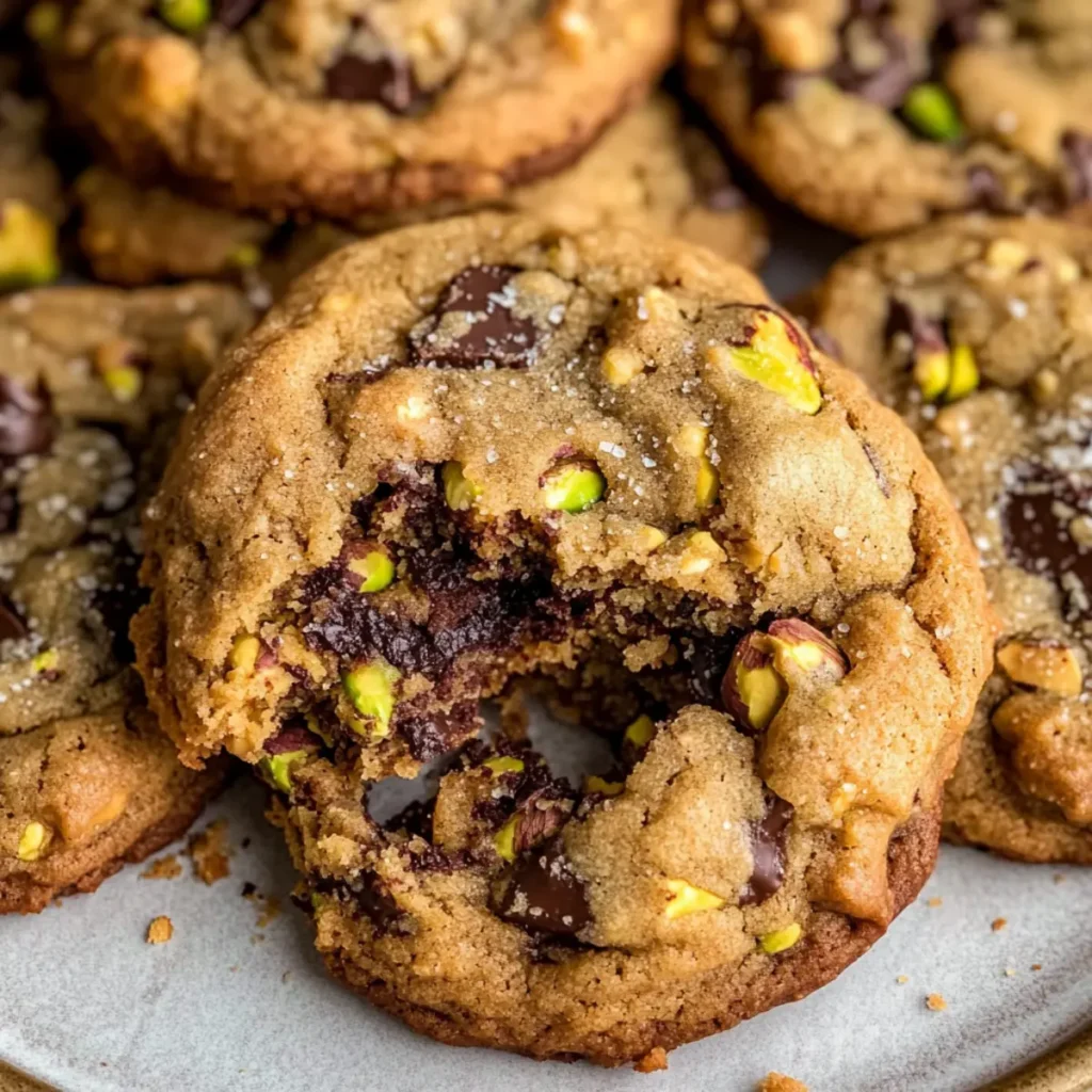 Chewy Pistachio Cookies with Dark Chocolate Bliss