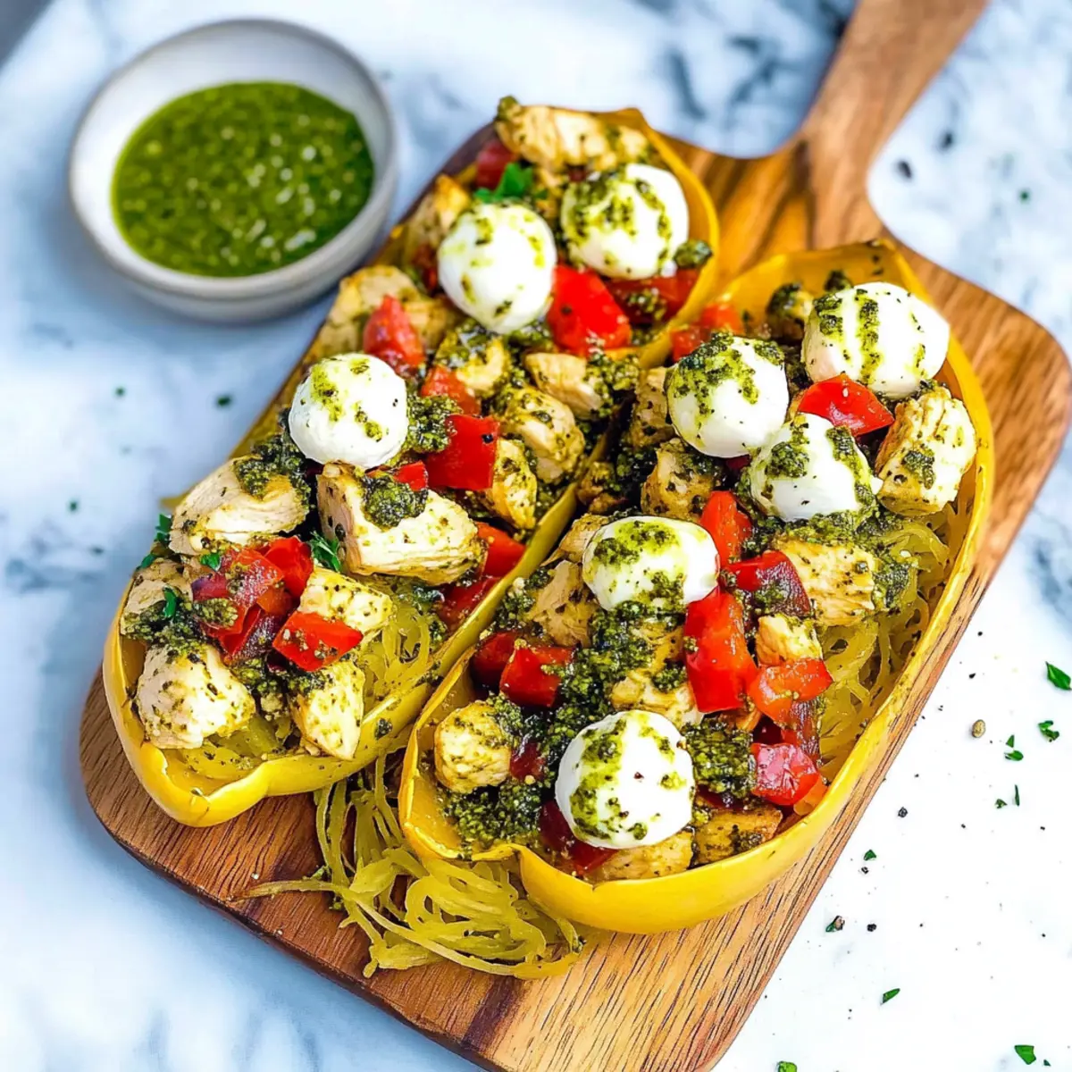 Chicken Pesto Spaghetti Squash