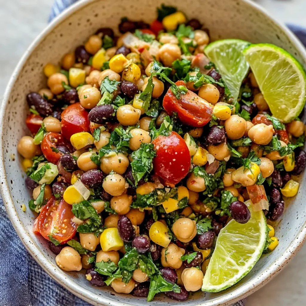 Refreshing Southwest Chickpea Black Bean Salad with Zesty Flair