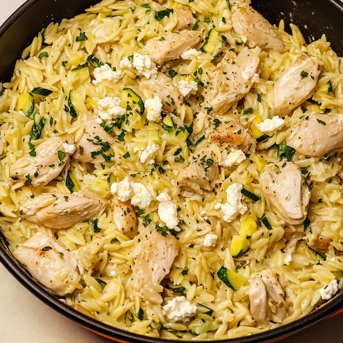 Feta Lemon Chicken Orzo Pasta