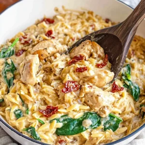 Slow Cooker Creamy Tuscan Chicken Orzo