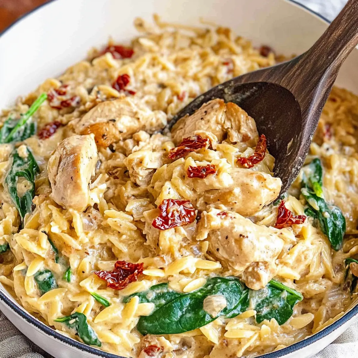 Slow Cooker Creamy Tuscan Chicken Orzo