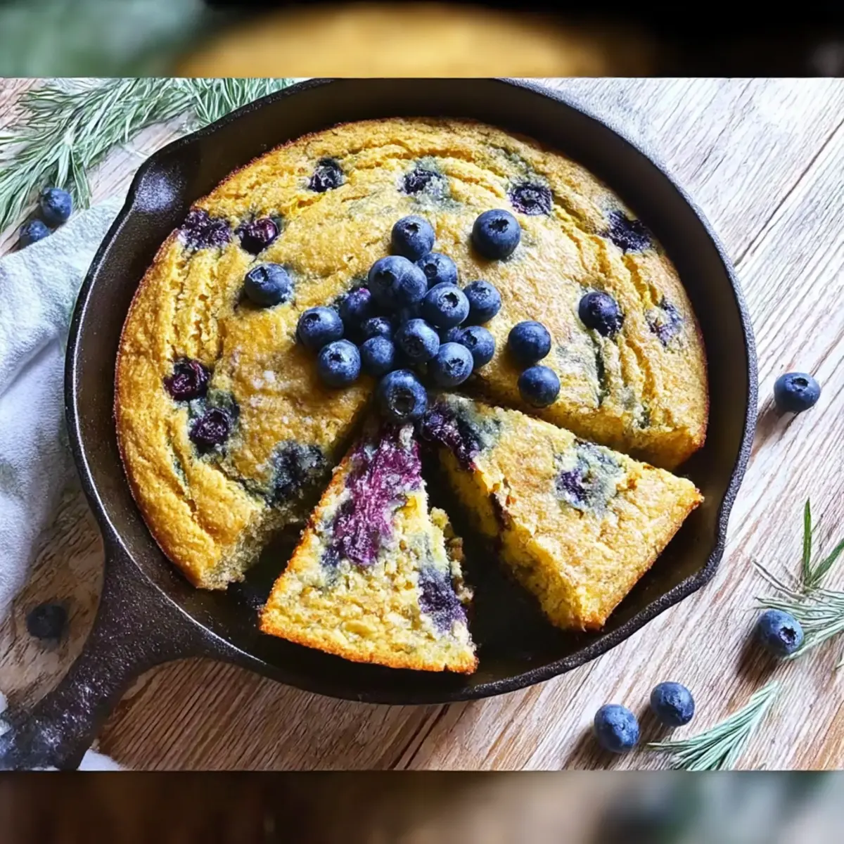 Coconut Flour Blueberry Skillet Bread